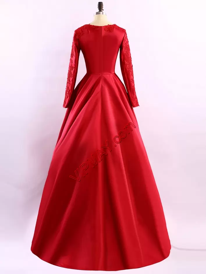 Custom Designed Red Long Sleeves Sweep Train Ruching Junior Homecoming Dress