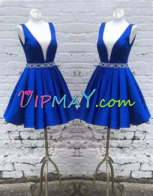 Excellent Mini Length A-line Sleeveless Royal Blue Prom Dresses