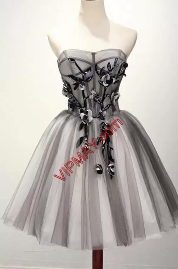New Arrival Sweetheart Sleeveless Tulle Homecoming Dress Hand Made Flower Lace Up