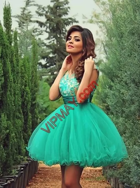 Exceptional Halter Top Sleeveless Lace Up Prom Gown Apple Green Satin Beading and Lace