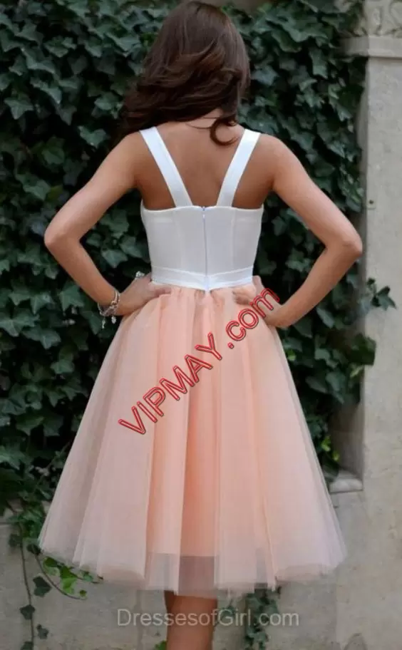 Decent Pink and Pink And White Prom and Party and Military Ball with Ruching Straps Sleeveless Zipper