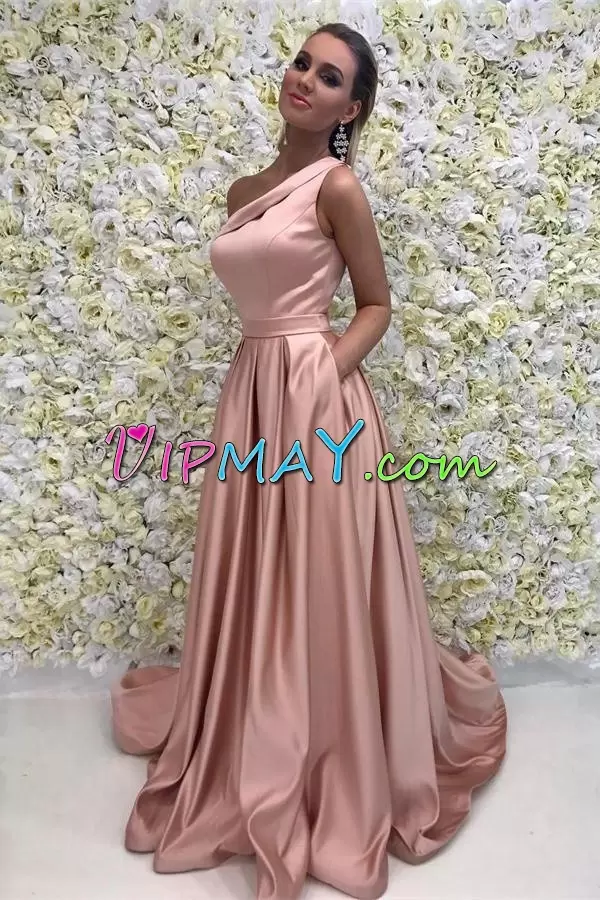 Custom Made Pink Sleeveless Ruching Floor Length Prom Party Dress