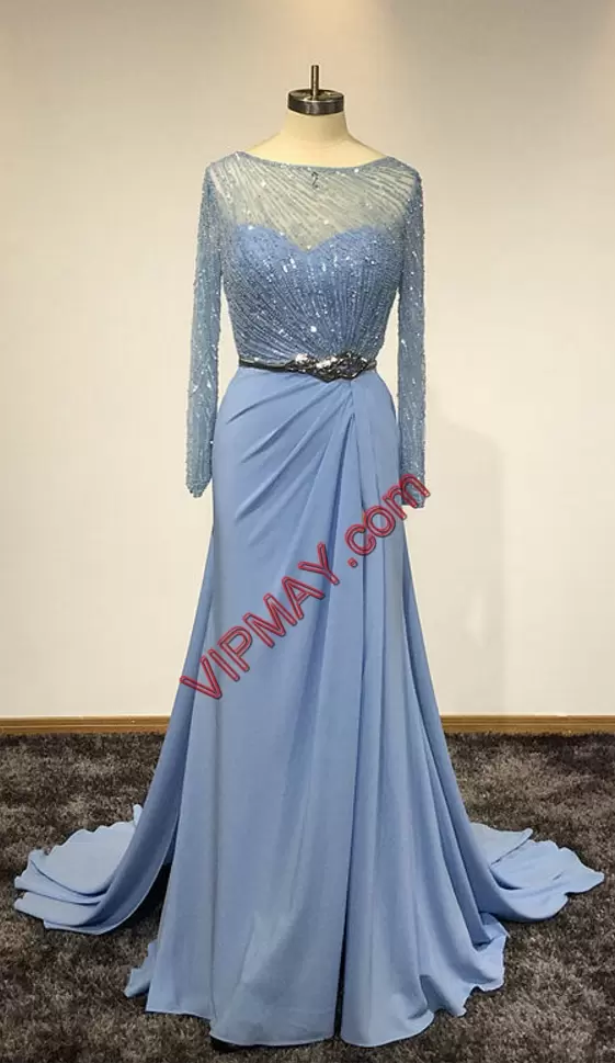 Turquoise and Light Blue Lace Up Hoco Dress Beading and Lace Sleeveless Floor Length Sweep Train