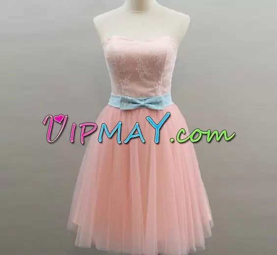 Sleeveless Mini Length Lace Homecoming Dress Online with Pink