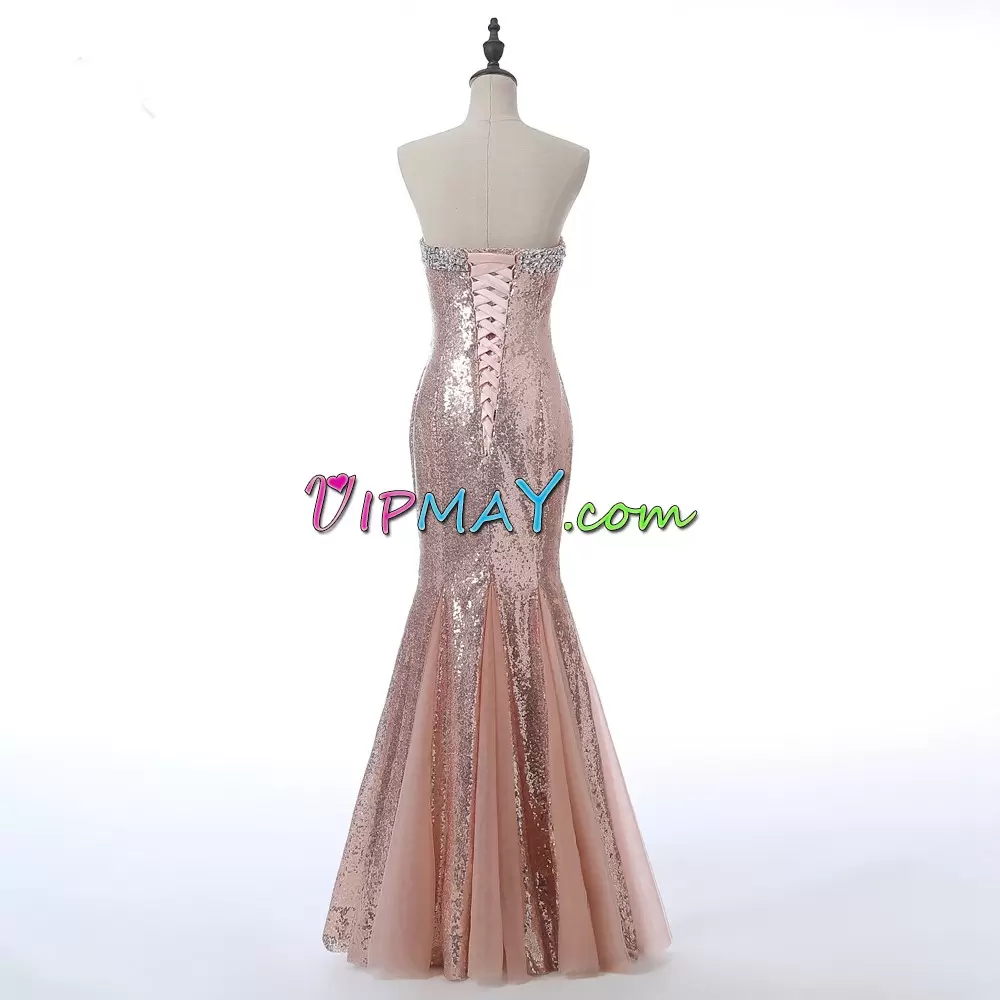 Sweetheart Sleeveless Tulle and Sequined Prom Dress Sequins Lace Up