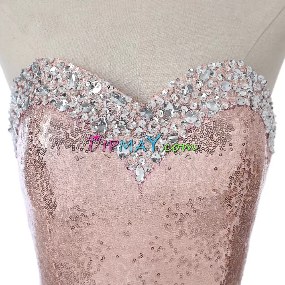 Sweetheart Sleeveless Tulle and Sequined Prom Dress Sequins Lace Up