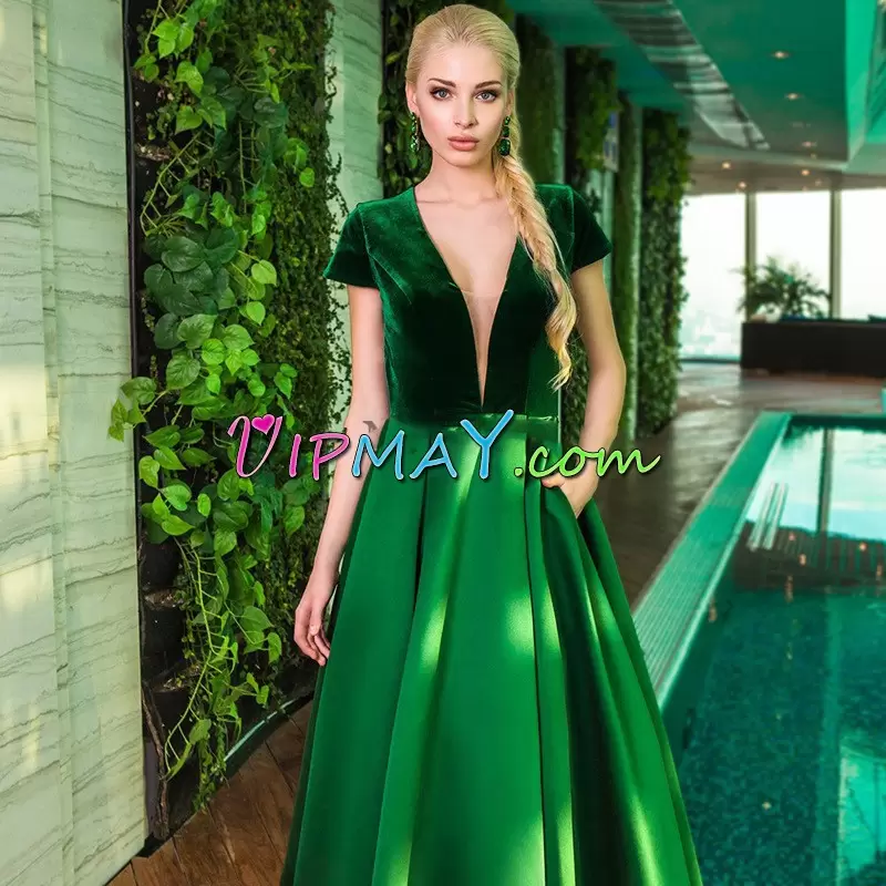 Noble Ruching Homecoming Dress Green Backless Sleeveless