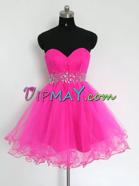 Sleeveless Sweetheart Zipper Mini Length Beading Hoco Dress Sweetheart