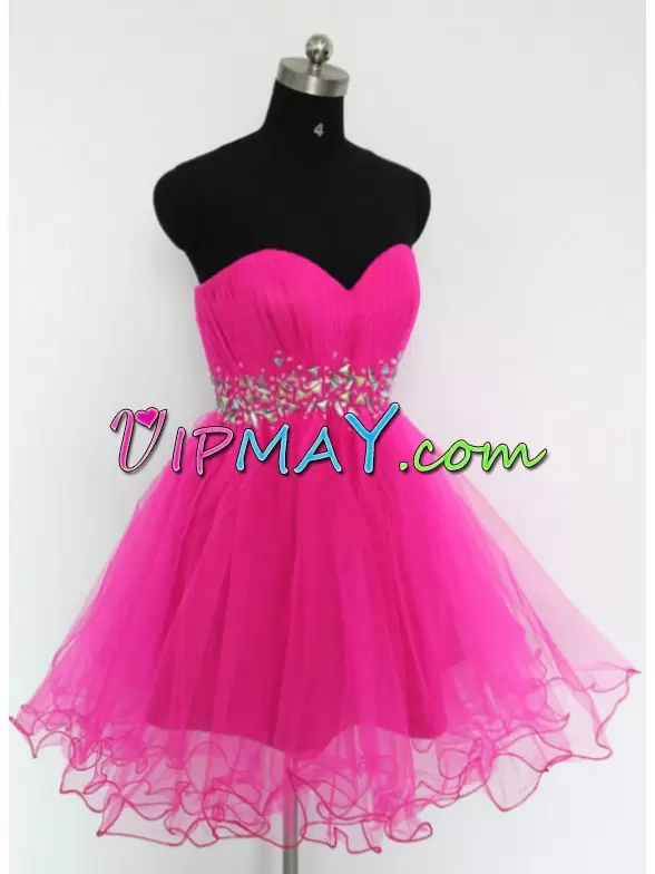 Sleeveless Sweetheart Zipper Mini Length Beading Hoco Dress Sweetheart