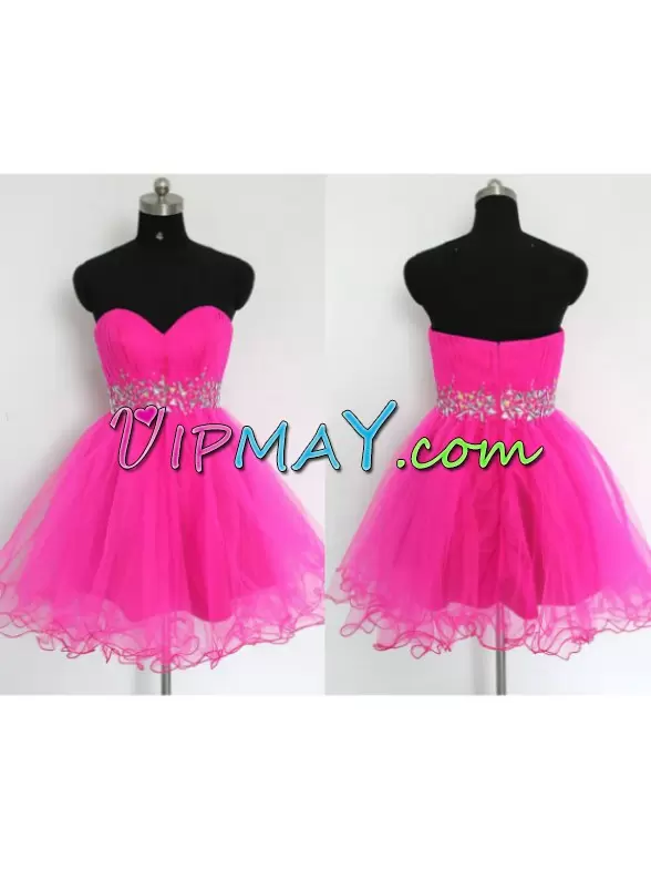 Sleeveless Sweetheart Zipper Mini Length Beading Hoco Dress Sweetheart