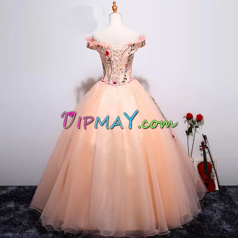 Extravagant Floor Length A-line Sleeveless Pink Homecoming Gowns Lace Up