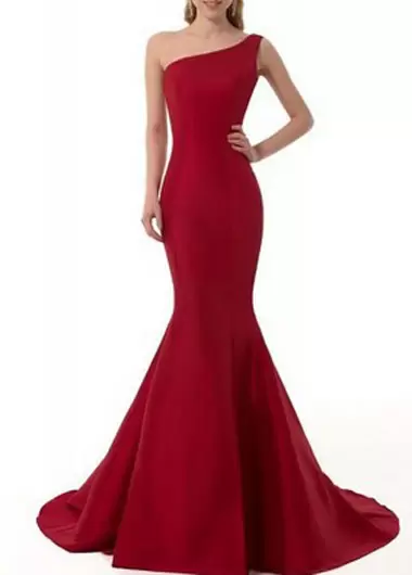 Custom Design Red One Shoulder Lace Up Beading and Lace Homecoming Dress Online Sweep Train Sleeveless