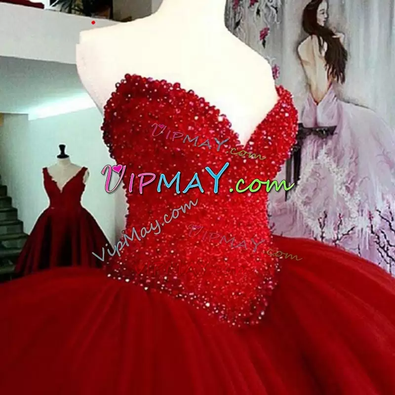 red quineanera dress,red quinceanera dress,pretty puffy quinceanera dress,unique quinceanera dress puffy,puffy bottom quinceanera dress,puffy skirt quinceanera dress,tulle skirt formal dress,v neckline quinceanera dress,plus size beaded gown,beaded top quinceanera dress,beaded bodice quinceanera dress,
