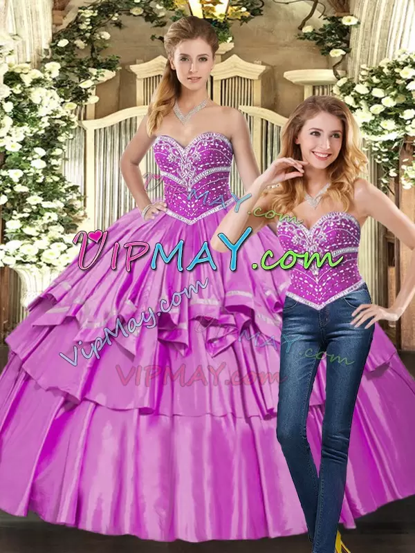 Graceful Sleeveless Sweetheart Lace Up Floor Length Beading Vestidos de Quinceanera Sweetheart