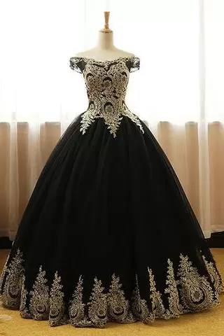 Spectacular Black Sleeveless Appliques Floor Length Ball Gown Prom Dress