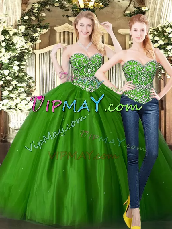 Sleeveless Sweetheart Beading Lace Up 15 Quinceanera Dress