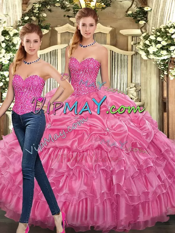 Attractive Organza Sleeveless Floor Length Sweet 16 Quinceanera Dress and Beading and Ruffles