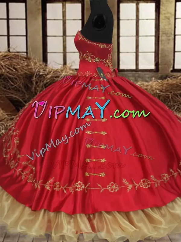 Wine Red Sweetheart Neckline Beading and Embroidery Sweet 16 Quinceanera Dress Sleeveless Lace Up