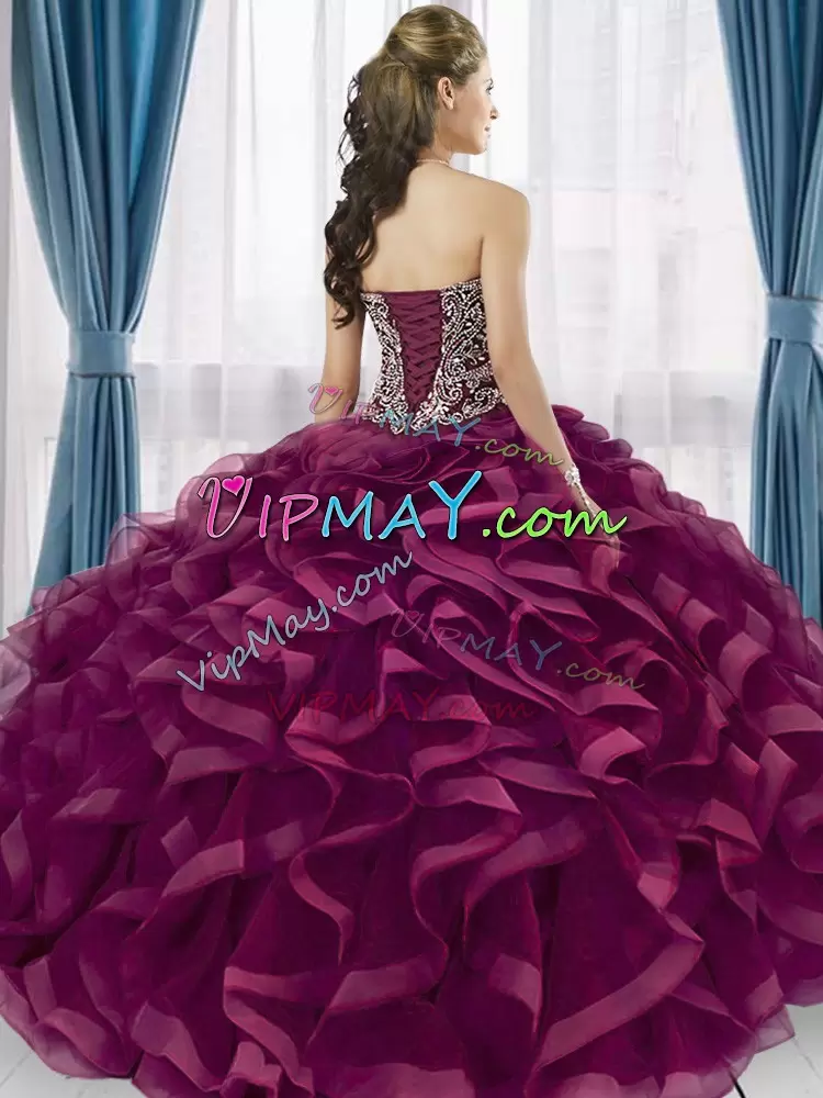 Fine Tulle Sweetheart Sleeveless Lace Up Beading and Ruffles Quinceanera Dress in Green