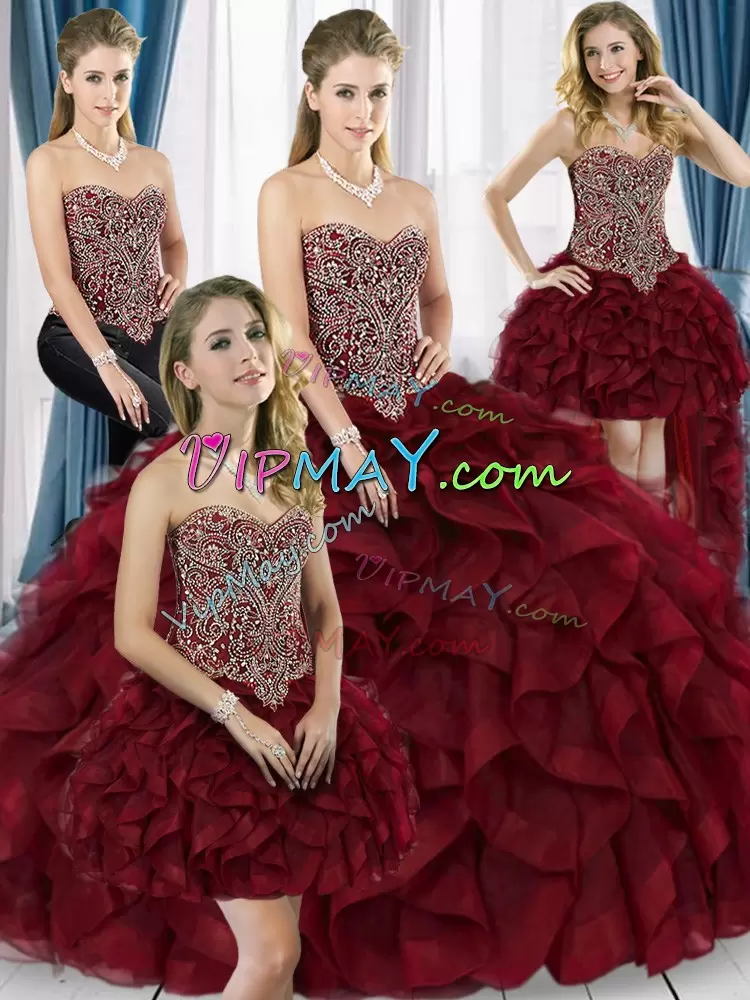 Sleeveless Sweetheart Beading Lace Up 15 Quinceanera Dress