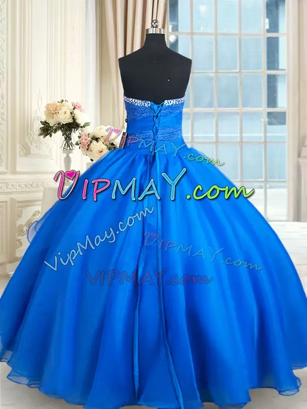 Amazing Organza Sleeveless Floor Length 15 Quinceanera Dress Court Train and Beading and Lace and Sequins