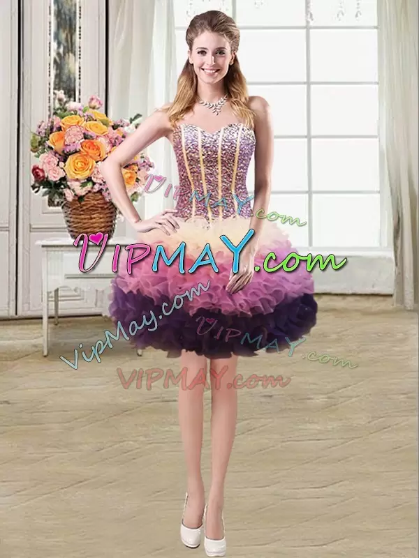 Customized Multi-color Sleeveless Floor Length Beading and Ruffles Lace Up Sweet 16 Dress Sweetheart