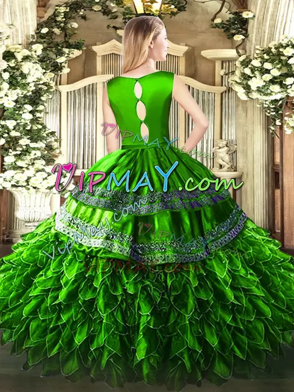 New Style Ball Gowns Quinceanera Dresses Wine Red Scoop Satin and Organza Sleeveless Floor Length Clasp Handle