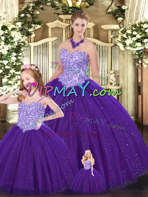 Lovely Purple Sweetheart Neckline Beading Quinceanera Dresses Sleeveless Lace Up