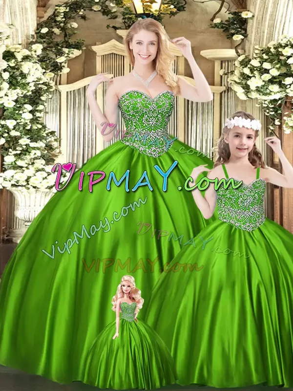 New Style Ball Gowns Quinceanera Dresses Green Sweetheart Tulle Sleeveless Floor Length Lace Up