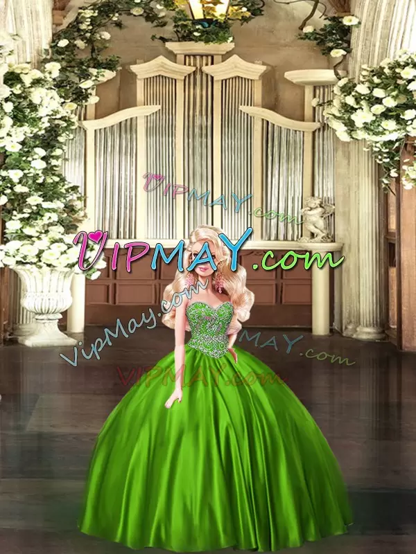 New Style Ball Gowns Quinceanera Dresses Green Sweetheart Tulle Sleeveless Floor Length Lace Up