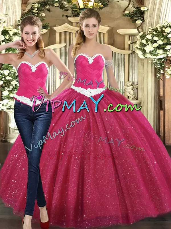 Fine Fuchsia Sleeveless Ruching Floor Length Quinceanera Dress