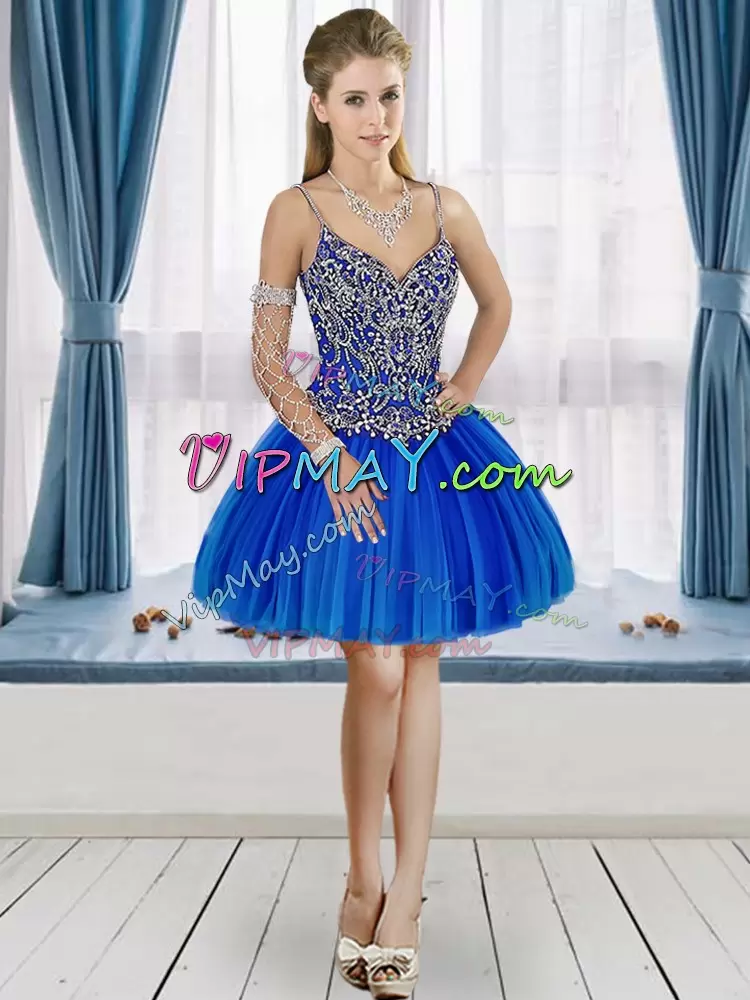 Fantastic Sweetheart Sleeveless Quinceanera Gowns Floor Length Beading Blue Tulle