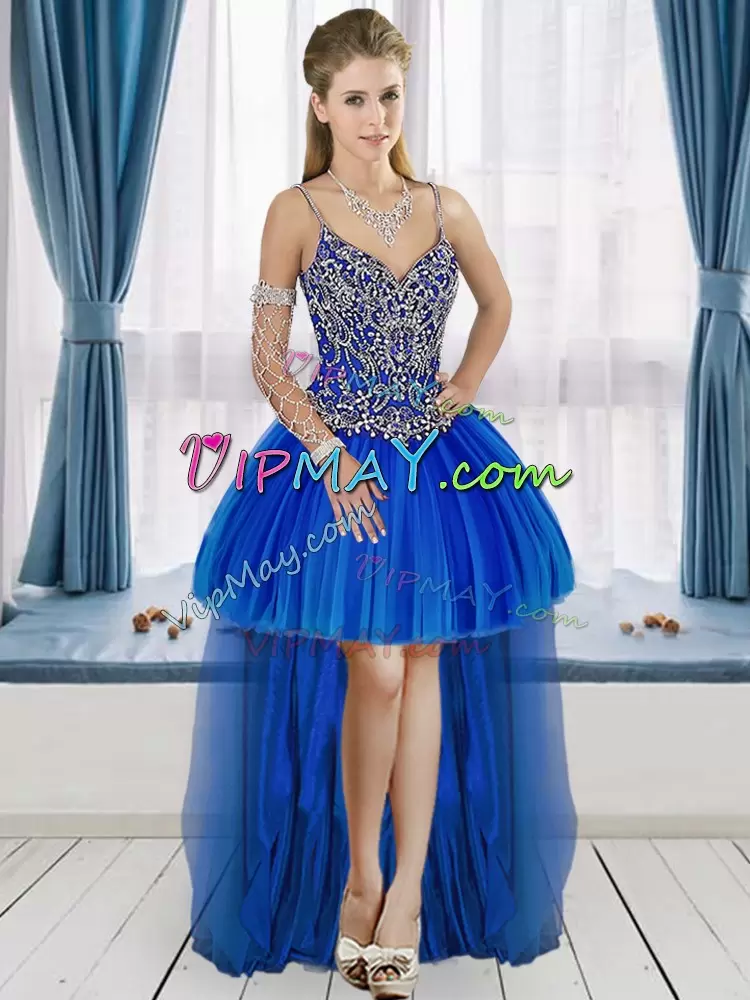 Fantastic Sweetheart Sleeveless Quinceanera Gowns Floor Length Beading Blue Tulle