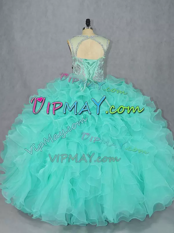 Cheap Sleeveless Scoop Beading Lace Up Quinceanera Gown