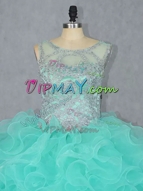 Cheap Sleeveless Scoop Beading Lace Up Quinceanera Gown