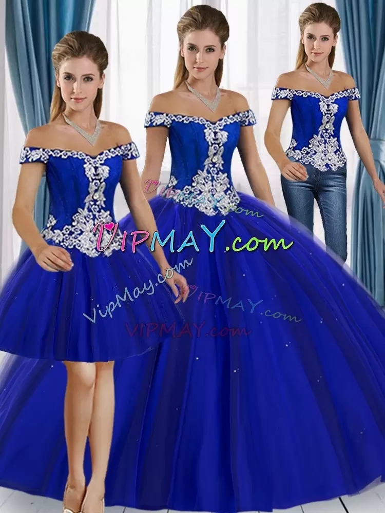 Sleeveless Off The Shoulder Appliques Lace Up Sweet 16 Dresses