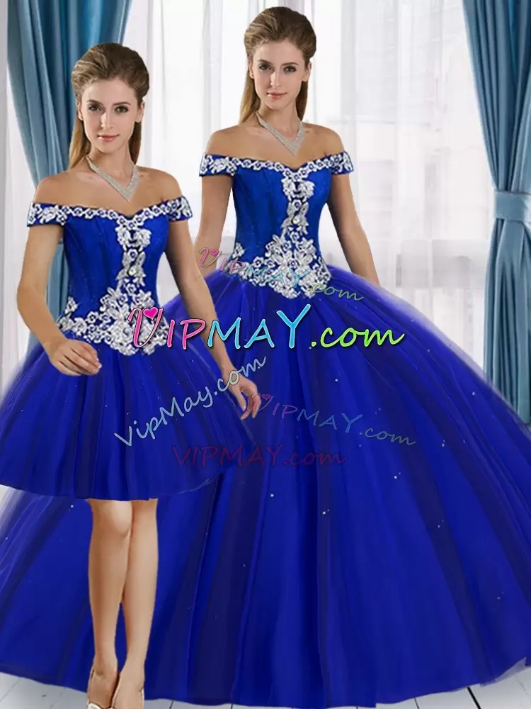 Sleeveless Off The Shoulder Appliques Lace Up Sweet 16 Dresses