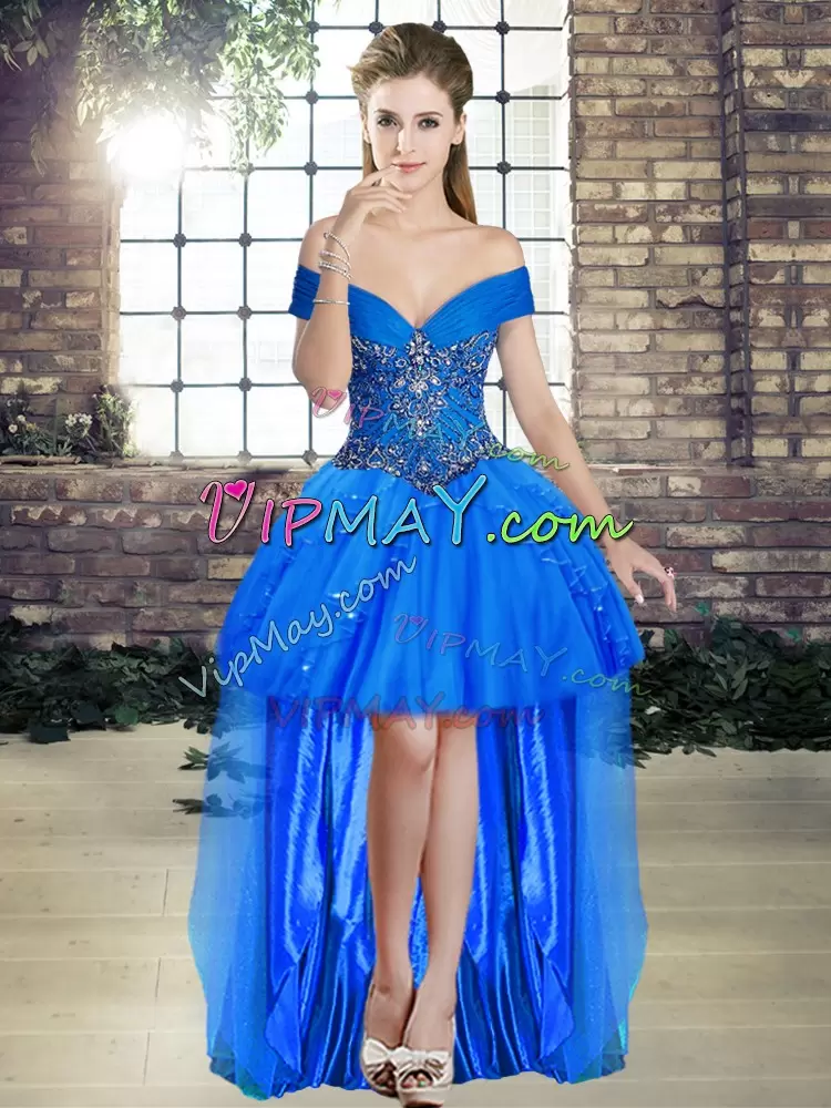 Floor Length Ball Gowns Sleeveless Royal Blue Sweet 16 Dress Lace Up