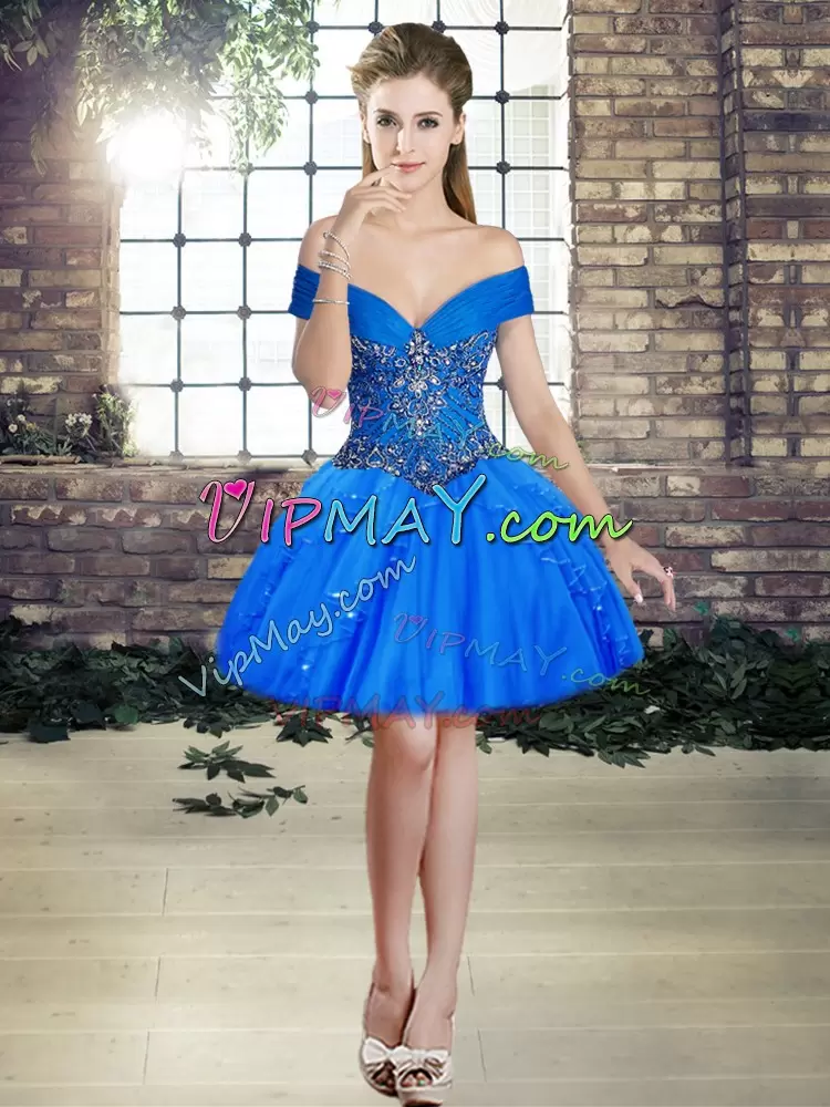 Floor Length Ball Gowns Sleeveless Royal Blue Sweet 16 Dress Lace Up