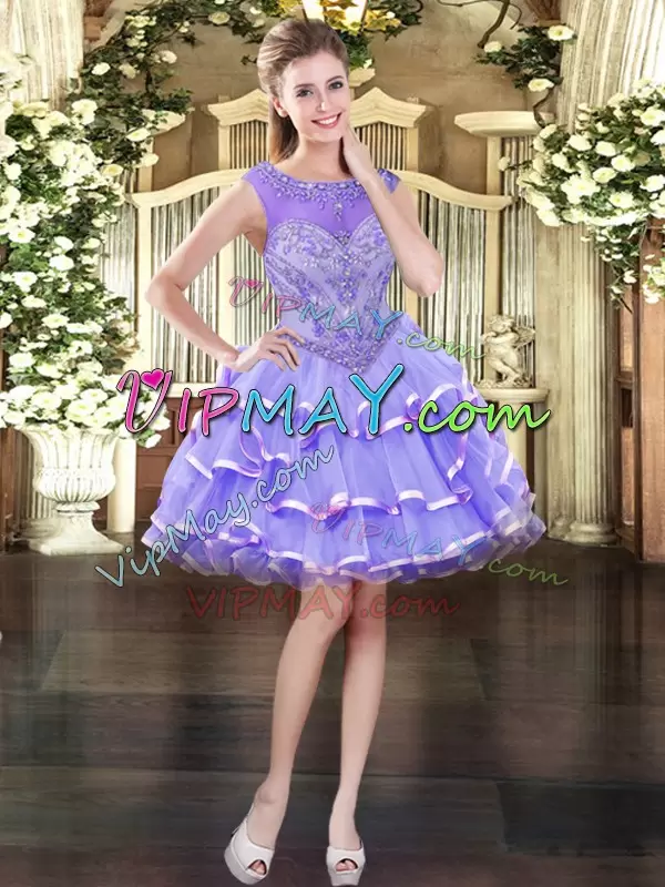 Captivating Floor Length Lavender 15 Quinceanera Dress Scoop Sleeveless Zipper