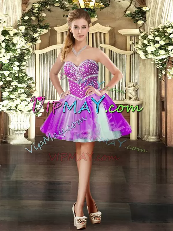 Shining Floor Length Ball Gowns Sleeveless Lilac Sweet 16 Dresses Lace Up