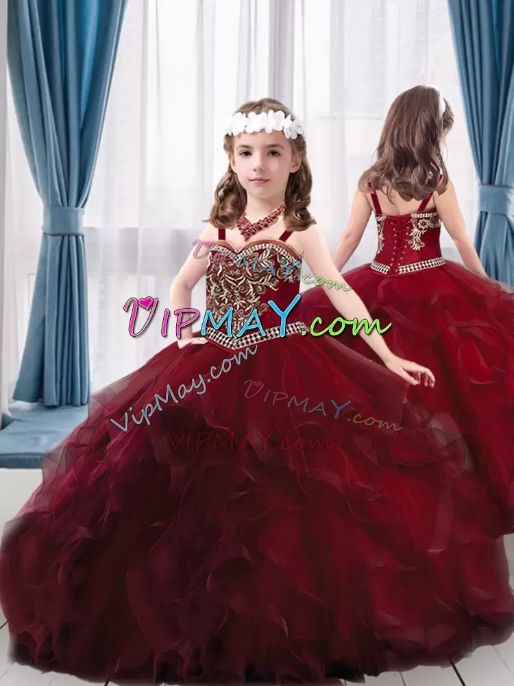 Excellent Sweetheart Sleeveless Tulle Sweet 16 Quinceanera Dress Beading and Embroidery and Ruffles Lace Up