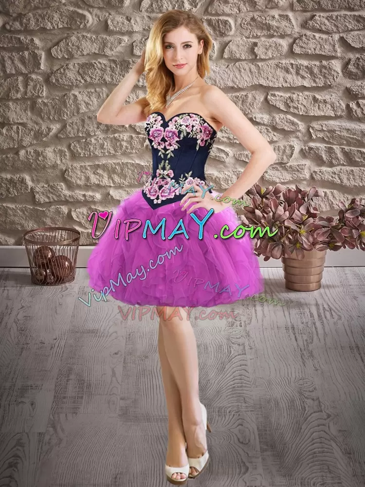 Purple Quinceanera Gowns Sweet 16 and Quinceanera with Beading and Embroidery Sweetheart Sleeveless Lace Up