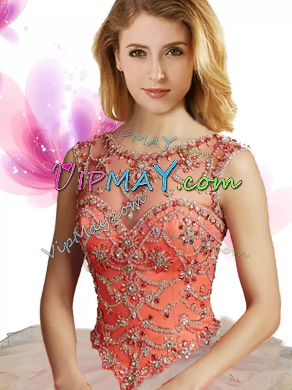 Multi-color Scoop Zipper Beading and Ruffles Sweet 16 Quinceanera Dress Sleeveless