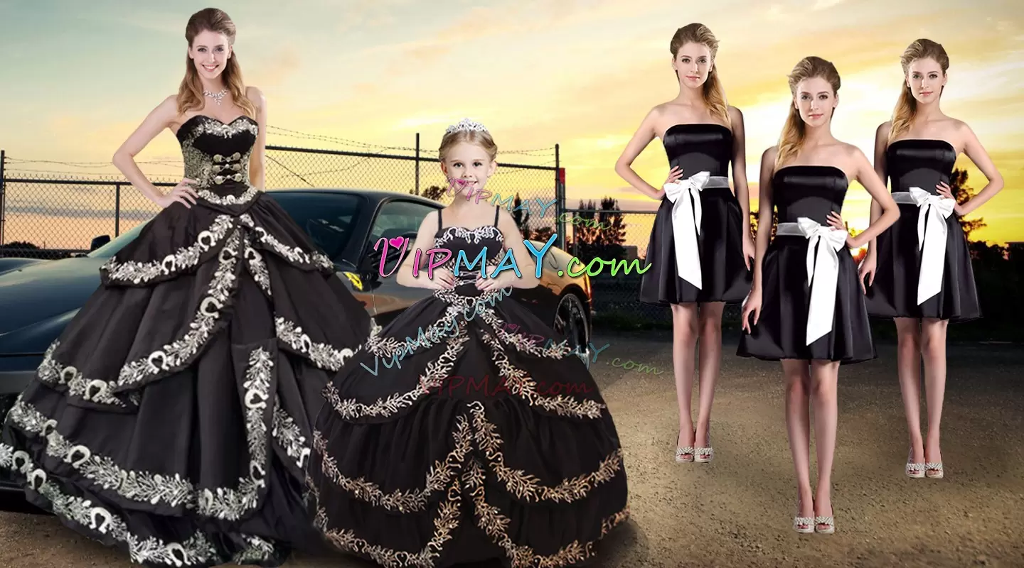 Chic Floor Length Ball Gowns Sleeveless Black Vestidos de Quinceanera Lace Up