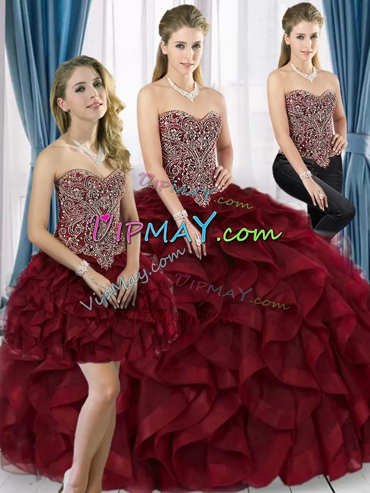 Inexpensive Sleeveless Sweetheart Lace Up Floor Length Beading Quinceanera Dress Sweetheart