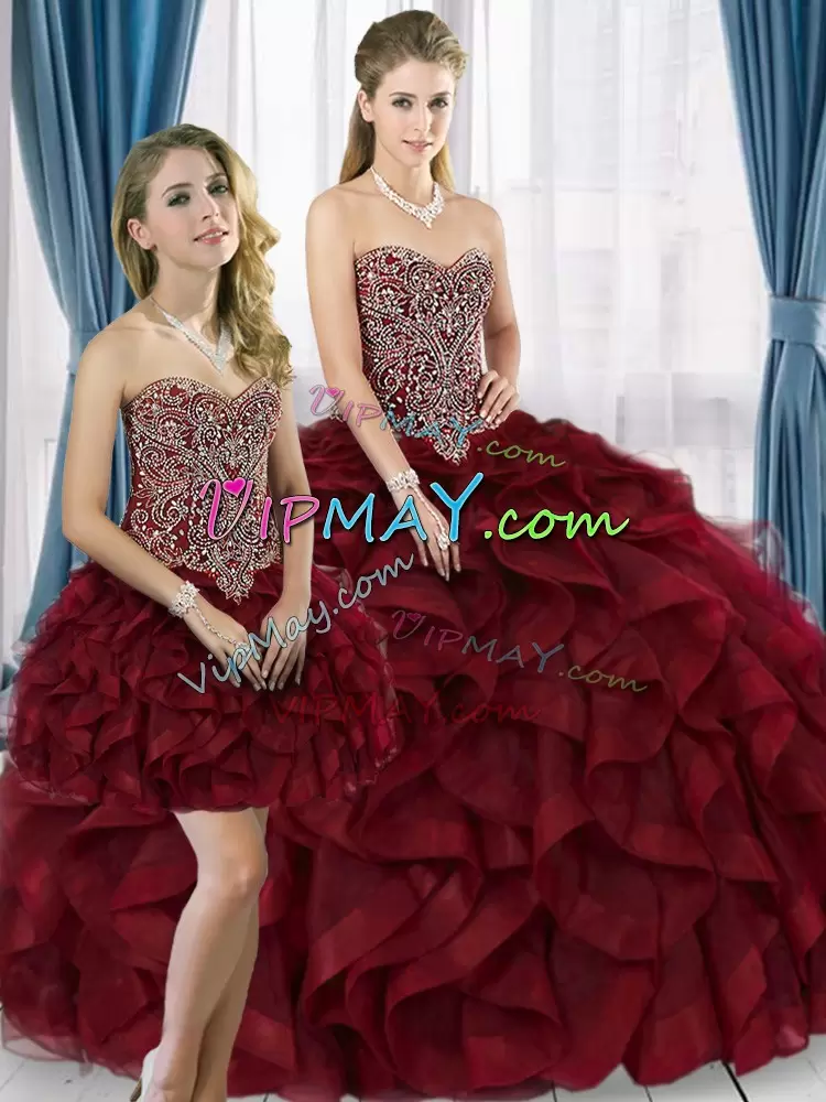 Inexpensive Sleeveless Sweetheart Lace Up Floor Length Beading Quinceanera Dress Sweetheart