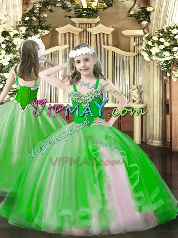 Captivating Sweetheart Sleeveless Organza Quinceanera Dress Beading and Ruffles Lace Up