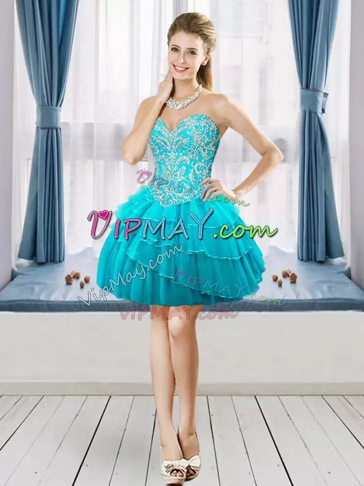 Vintage Floor Length Aqua Blue Vestidos de Quinceanera Sweetheart Sleeveless Lace Up