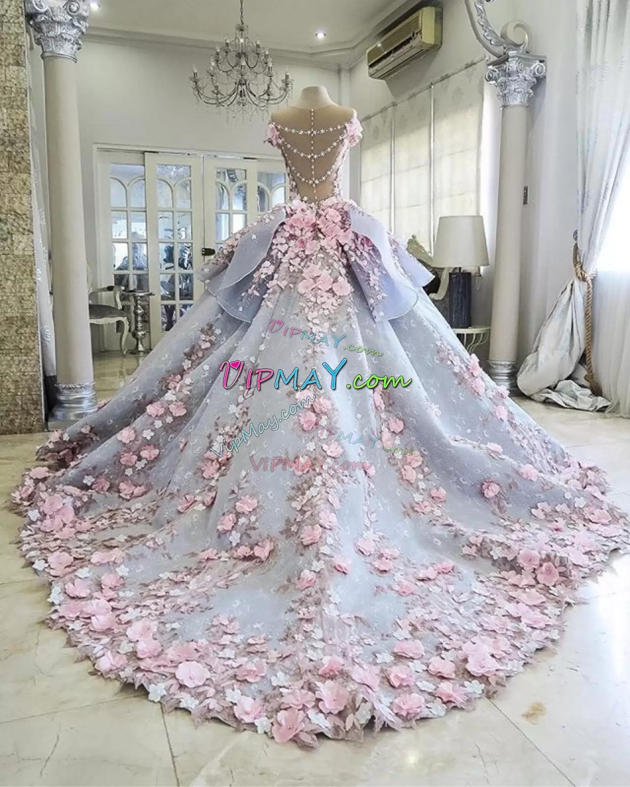 quinceanera dress with flowers